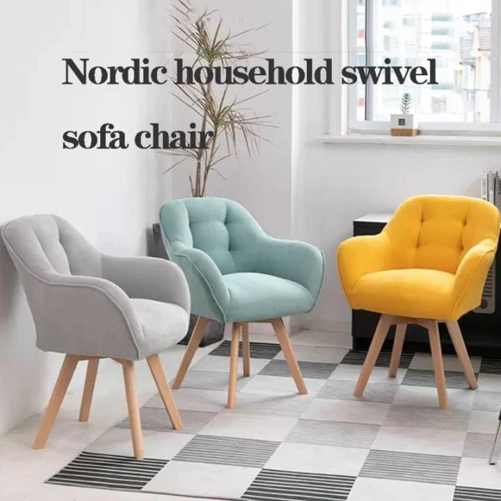 Stoelen, Stof Swivel Fauteuil Stoel Met Stevige Houten Benen Fluweel Gestoffeerde Stoel Eetkamerstoel Lounge Stoel Club Leisure Stoel/Blauw/44 * 44 * 80Cm