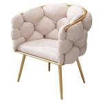 Luxe Pluizige Fluwelen Make-up Fauteuil met Gouden Metalen Benen voor Slaapkamer Woonkamer en Cafe Moderne Gestoffeerde IJdelheid Leisure Fauteuil