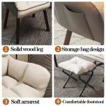 Mid Century Moderne Roze Stof Gestoffeerde Hoge Rug Arm Lounge Stoel Met Massief Houten Benen Accent Lounge Stoel voor Woonkamer Lezen Grootte: met.