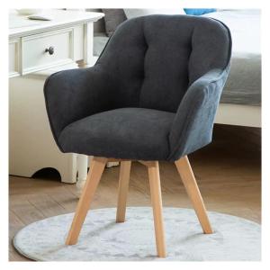 Stoffen draaibare fauteuil met stevige houten poten voor kleine ruimtes, fluweel gestoffeerde club vrije tijd gastlounge stoel (grijs)
