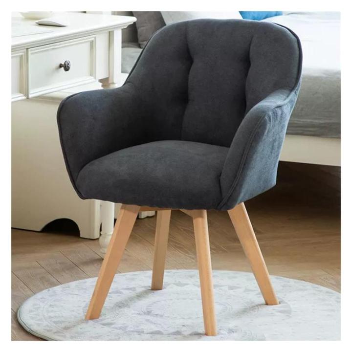 Stoffen draaibare fauteuil met stevige houten poten voor kleine ruimtes, fluweel gestoffeerde club vrije tijd gastlounge stoel (grijs)