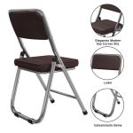 Stabiele klapstoel, klapstoel van staal, Soft-Skin kunstleer, klapstoel, gevoerd, tot 100 kg belastbaar, campingstoel, klapstoel, balkon, tuin, stoelen, bezoekersstoel, chocoladebr