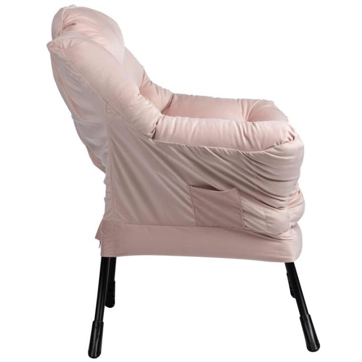 Relax Fauteuil Woonkamer Stoel Slaapkamer Stoel Lounge Stoel met Armleuningen Leesstoel Accentstoel met Stalen Frame, Lichtroze