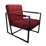 Jones cocktailstoel loungestoel bekleed met stalen frame stof rood