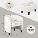 Fauteuil met voetenbank, gevoerde clubstoel met massief houten frame en antislip vilten kussens, accentstoel, relaxstoel voor woonkamer, slaapkamer (beige)