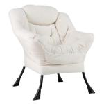 Fauteuil, gestoffeerd, relaxstoel met armleuningen en zijzak, loungestoel, televisiestoel, oorfauteuil voor woonkamer, slaapkamer, kantoor (beige)