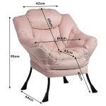 Relax Fauteuil Woonkamer Stoel Slaapkamer Stoel Lounge Stoel met Armleuningen Leesstoel Accentstoel met Stalen Frame, Lichtroze