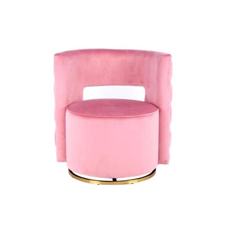 Designstoel in roze - 360 graden draaibaar, fluwelen bekleding, zacht comfortabel elegant luxe woonkamer slaapkamer kleedkamer