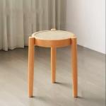Huishoudelijke rotan eettafel, kruk houten stoel, eetkamerstoel, tafel rugleuning stoel, stapelbare ronde krukken(Cherry)
