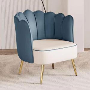 loungestoel, comfortabele stoel voor slaapkamer, ijdelheidsstoel moderne enkele sofa stoel bank accentstoel, gestoffeerde vatstoelen patchwork stof fauteuil dik kussen (kleur: blau