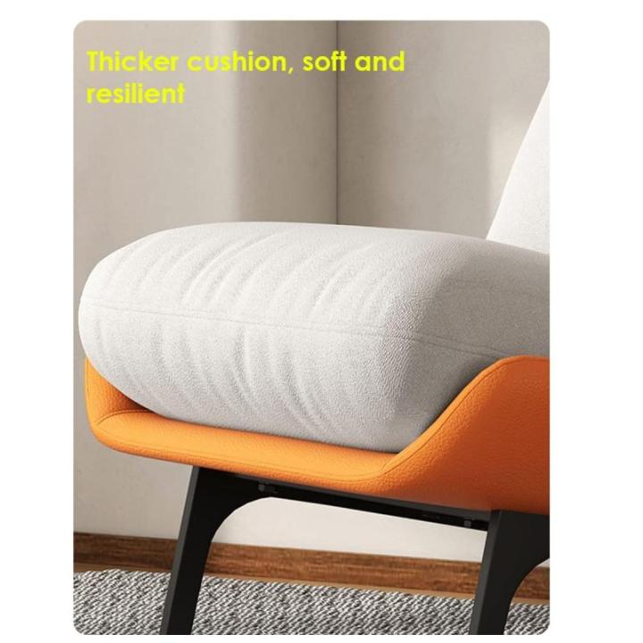 Chaise Lounge Stoel Accent Stoel Met Zacht Kussen En Metalen Frame, For Slaapkamer Woonkamer, Indoor Zijstoel Comfortabele Luie Bank Met Poef (Color : Yellow+sapphire blue)