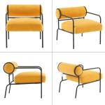 Cocktailstoel Teddy fauteuil set van 2 moderne loungestoelen met zwarte metalen poten voor woonkamer slaapkamer tot 120 kg geel