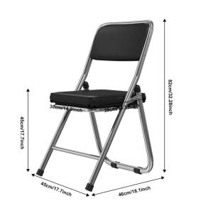 Stabiele klapstoel, zwarte vouwstoel, klapstoel van staal, soft-Skin kunstleer, klapstoel, gevoerd, tot 100 kg belastbaar, campingstoel, klapstoel, balkon, tuin, stoelen, bezoekers