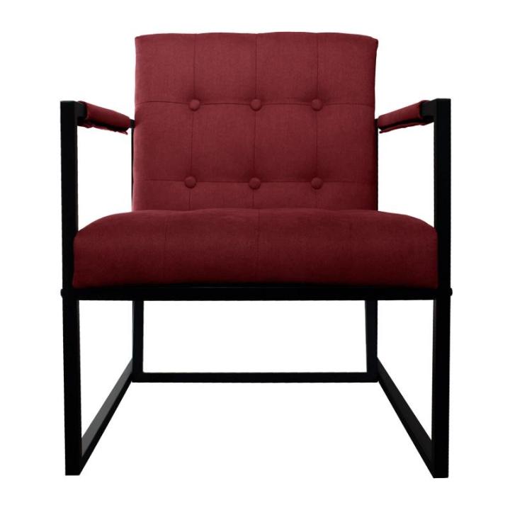 Jones cocktailstoel loungestoel bekleed met stalen frame stof rood