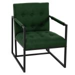 Jones Cocktailstoel, loungestoel, bekleed met stalen frame, fluwelen bekleding, donkergroen