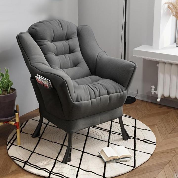 Moderne Stoffen Fauteuil met Zak en Liggende Rug voor Woonkamer Donkergrijs