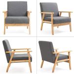 Set van 2 gestoffeerde stoelen van cocktailkuipstoel, enkele bank, elegante retro stoel, massief houten structuur voor woonkamerontvangst slaapkamer (grijs, 2)