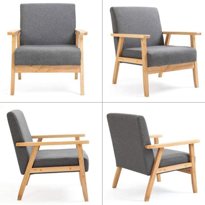 Set van 2 gestoffeerde stoelen van cocktailkuipstoel, enkele bank, elegante retro stoel, massief houten structuur voor woonkamerontvangst slaapkamer (grijs, 2)