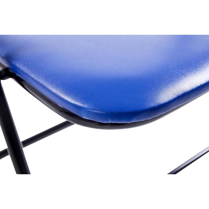 Felix, set van 2 klapstoelen, gestoffeerd, keukenstoelen met metalen frame, kunstleer, pvc-zitting, opklapbaar, campingstoelen, kleur: blauw/zwart