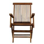 Houten klapstoel Eliano met armleuningen, retrostoel van massief hout, brede en stabiele armleuning, voor tuin, terras, keuken, lounge, eetkamer, AL1000