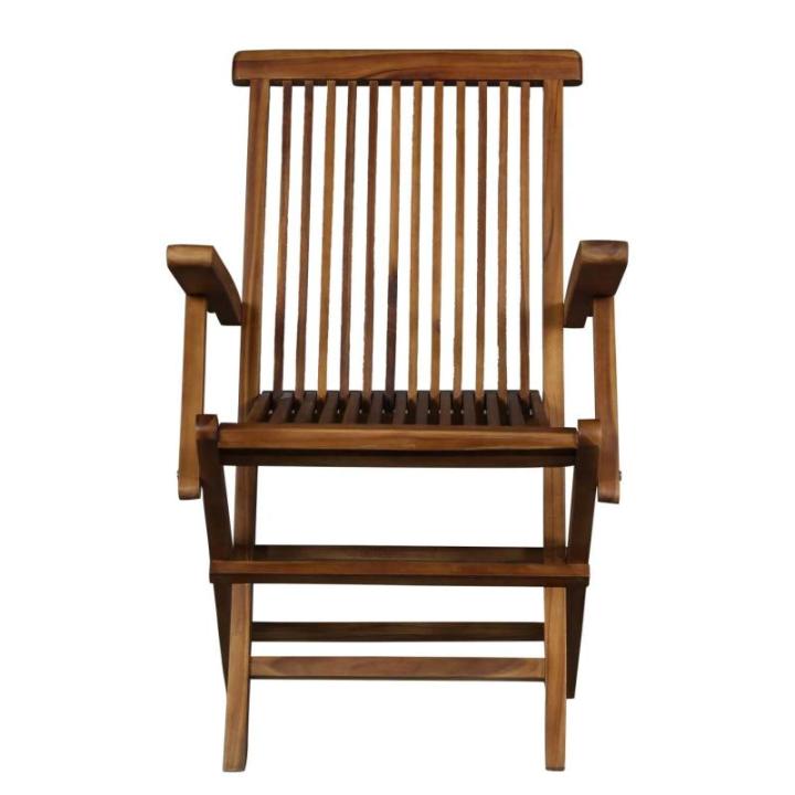 Houten klapstoel Eliano met armleuningen, retrostoel van massief hout, brede en stabiele armleuning, voor tuin, terras, keuken, lounge, eetkamer, AL1000