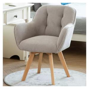 Stoffen Swivel Fauteuil met Stevige Houten Benen Grijs Fluwelen Accent Stoel voor Kleine Ruimten Club Leisure Lounge Gestoffeerde Stoel.