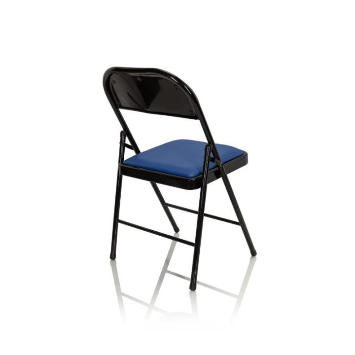 Tudela 803002 Klapstoel, gestoffeerd, kunstleer, blauw, inklapbare bezoekersstoel, tot 130 kg belastbaar