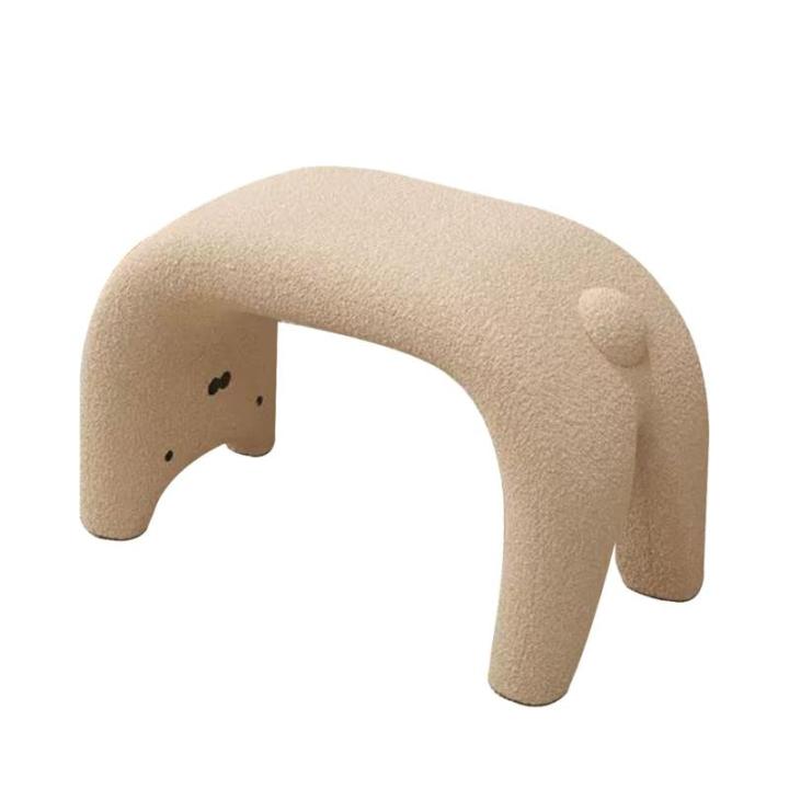 Kleine Voetenbankje Teddy Stof Poef Kruk Ottomaanse Kruk Met Antislip Poten, Mooi Sofa Poef Voor Slaapkamer Appartement Nachtkastje Porch(Beige)