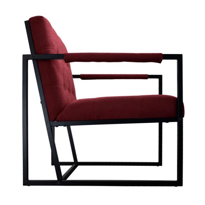 Jones cocktailstoel loungestoel bekleed met stalen frame stof rood