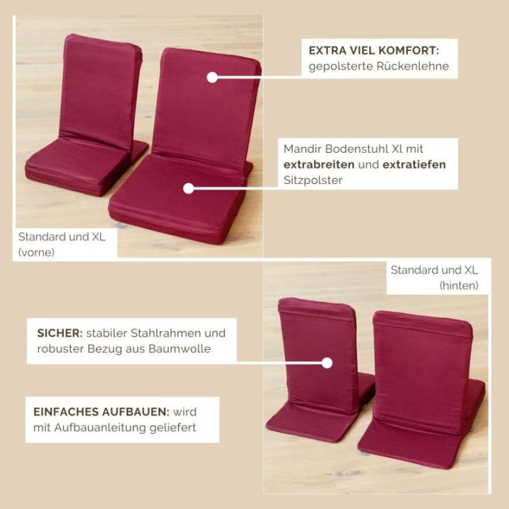 Mandir Vloerstoel met gevoerde rugleuning, meditatiestoel met extra dik zitkussen voor seminar-huizen, meditatie, op de vloer, standaard, groen (dusty green)