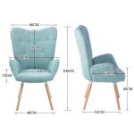 Leunstoelen, moderne relaxstoel loungestoel gestoffeerde stoel met massief houten poten, groente, 67x51,5x103,6cm