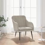 Fauteuil 63x76x80 cm fluweel lichtgrijs, armstoel, relaxstoel, slaapkamerstoel, ligstoel, woonkamerstoel, fluwelen fauteuil, fluwelen armstoel