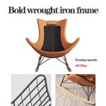 Fauteuil SchommelstoelGlider Mid-Century Moderne gestoffeerde fauteuil Schommelstoel met poef voor woonkamer, schommelstoel met massief houten poten (Kleur: Grijs-3)