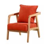 Moderne Massief Houten Frame Fauteuil met Zacht Kussen voor Woonkamer Slaapkamer Lezen en Kantoor Gezellige Lounge Stoel
