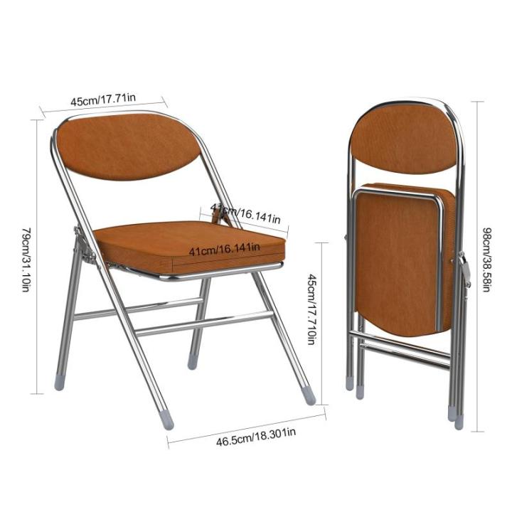 Klassieke klapstoel, gevoerd, corduroy klapstoelen met metalen frame, klapstoel, 100 kg belastbaar, campingstoel, balkonstoelen, 1 x vouwstoel voor huishoudelijk gebruik en camping