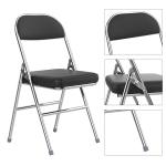 Klapstoel, gevoerde draagbare klapstoelen, metalen frame van staal, 150 kg draagkracht, klapstoel, kunstleer, zwart, bureaustoel voor feestjes, bruiloften, picknicks, campingstoele
