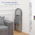 Set van 2 Gepolsterde Metalen Opklapbare Stoelen, Gaststoel met Ergonomische Rugleuning en Draaggreep, Opvouwbare Stoel voor Binnen, Licht en Draagbaar, Grijs