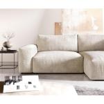 Hoekbank Lanzo XL Cord Beige 270x180 cm Recamiere variabel met kruk