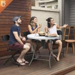 Set van 6 klapstoelen van kunststof, draagbare bureaustoel, metalen frame van staal, 158 kg, geschikt voor feestjes, bruiloften, picknicks, campingstoelen, binnen en buiten, zwart