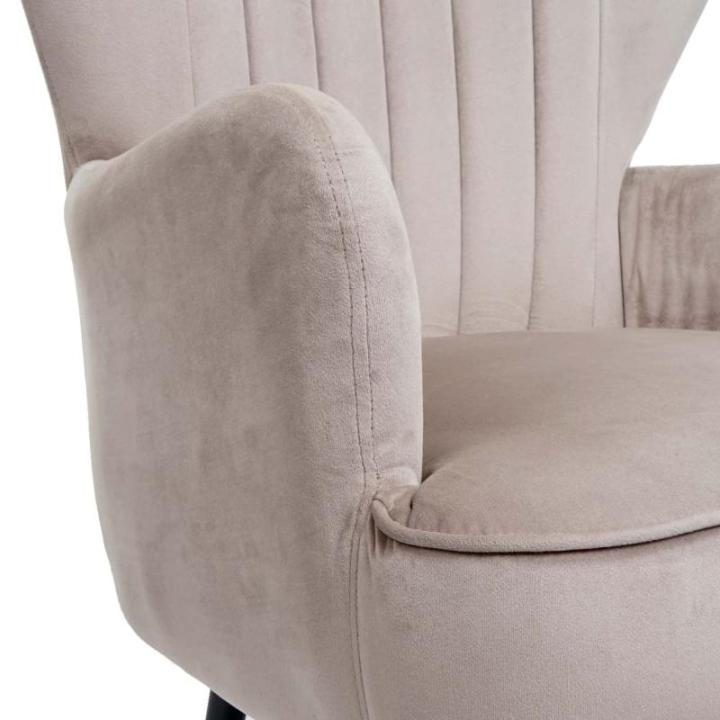 Lounge-stoel HWC-K37, cocktailstoel gestoffeerde fauteuil, fluwelen - taupe