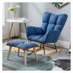 Moderne schommelstoel schommelstoel zweefvliegtuig met voetenbank voor kinderkamer gestoffeerde accentstoel hoge rugleuning en armleuningen comfortabele zijstoel voor woonkamer bla