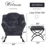 Lazy Chair Moderne lounge-accentstoel met armleuningen en een zijzak, gestoffeerde bankstoelset voor vrije tijd, leesstoel met voetensteun voor kleine ruimtes, hoekstoel