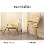 Geweven touw opvouwbare stoel, rotan geweven houten vervaardigde bank relaxfauteuil, woonkamer geweven stoel, opvouwbaar touw geweven(Dark brown)