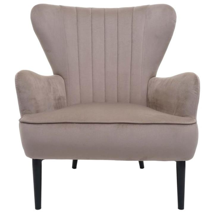 Lounge-stoel HWC-K37, cocktailstoel gestoffeerde fauteuil, fluwelen - taupe