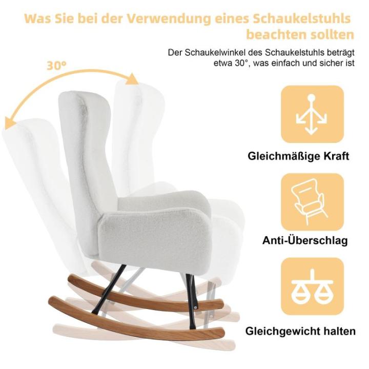 Fautedy Fautedy, moderne stijl, lounge, relaxstoel voor kinderen, jongeren, cadeau, tv-stoel, stoel, woonkamer, schommelstoel (wit)