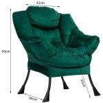 Relax Fauteuil Woonkamer Stoel Slaapkamer Stoel Lounge Stoel met Armleuningen Leesstoel Accentstoel met Stalen Frame, Groen