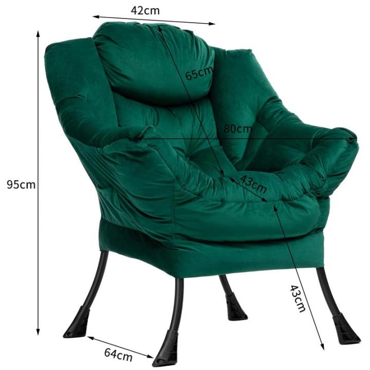 Relax Fauteuil Woonkamer Stoel Slaapkamer Stoel Lounge Stoel met Armleuningen Leesstoel Accentstoel met Stalen Frame, Groen