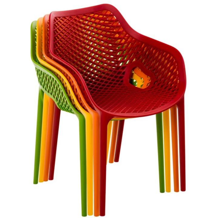Stoel Air XL, stapelbare terrasstoel, comfort en design, ideaal voor tuin en balkon, uv-bestendig en weerbestendig, kleur: oranje