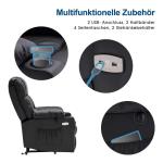 MCombo 7546 Elektrische opstahulp, relaxstoel met 3 motoren, afzonderlijk verstelbaar, ligpositie tot 165 graden (zwart)
