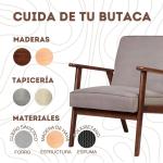 Fauteuil Roma, vuilafstotend, in Scandinavische stijl, woonkamerstoel, massief hout, slaapstoel (beige/walnoothout)